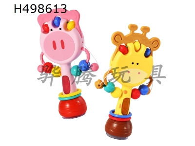H498613 - Table suction cup rattle (mixed deer and pig) no music basic version