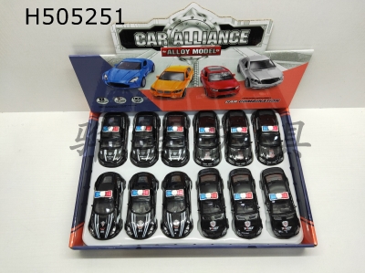 H505251 - 1:36 alloy toy car four pull-back doors with sound and light IC (police)