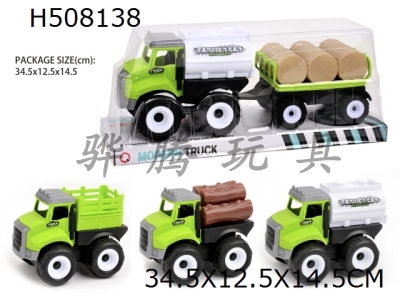 H508138 - Inertia farmers car (wooden strip, fence, oil tank) drags grass and withers