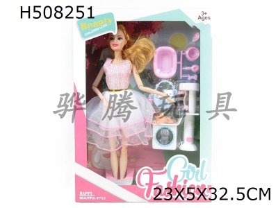 H508251 - High grade 11.5-inch solid 12 joint Barbie with kitten and dog blister accessories