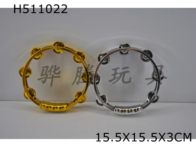 H511022 - Electroplated gold and silver round hand tambourine