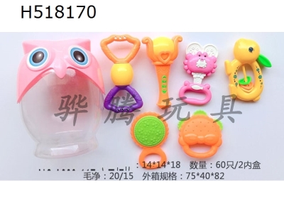 H518170 - Owl bottle ring soft rubber 8-piece set