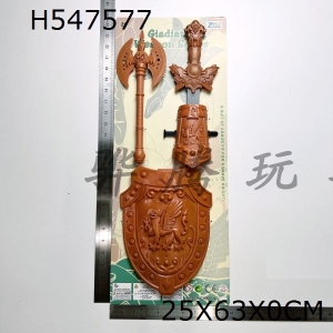 H547577 - Golden weapon sword (small axe + wrist guard + shield)