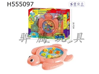 H555097 - Cartoon turtle electric fishing plate toy (pink)