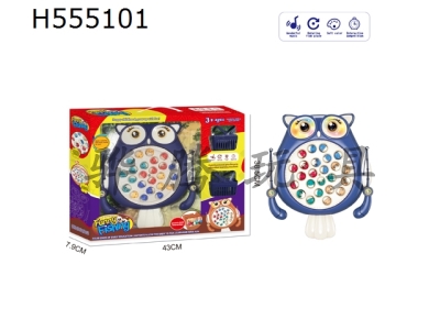 H555101 - Cartoon owl electric fishing plate toy (blue)