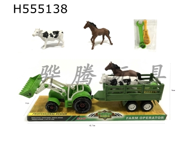 H555138 - Slide and disassemble the farmers car with 2 cows horse