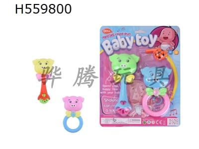 H559800 - Cartoon double piglet bell, whistle suction board