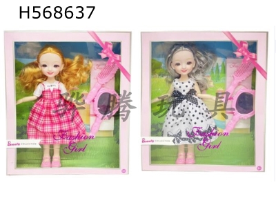 H568637 - Exquisite BJD doll 12-inch solid 13-joint 3D real eyes Ye Loli Fat Baby Barbie with comb+hand mirror (two mixed)