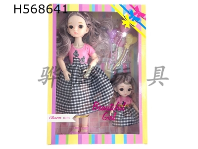 H568641 - Double parent-child exquisite BJD doll 12-inch +6.5-inch solid 13-joint 3D real eyes Ye Loli Fat Baby Barbie with balloon blister accessories