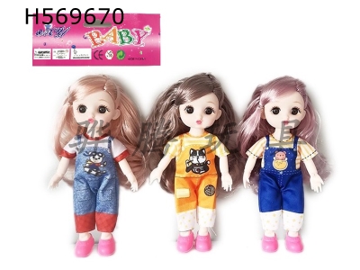 H569670 - 6-inch solid 13-joint 3D real eyes exquisite little loli Barbie (tri-color mixed to pack)