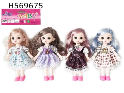 H569675 - 6-inch solid 13-joint 3D real eyes exquisite little loli Barbie (four-color mixed to pack)