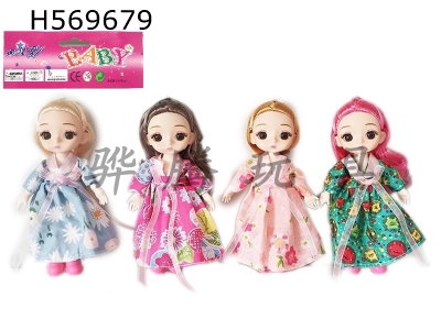 H569679 - 6-inch solid 13-joint 3D real eyes exquisite little loli Barbie (four-color mixed to pack)
