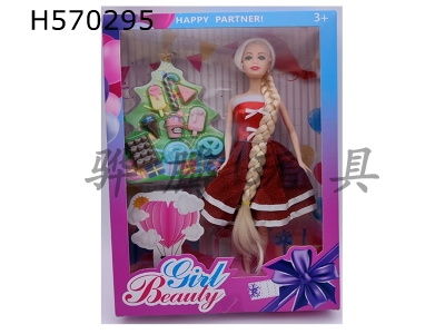 H570295 - 1.5-inch solid 6-joint long braid Christmas fashion Barbie with snack blister accessories