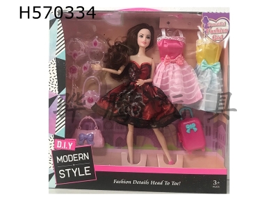 H570334 - 15-inch solid 9-joint fashion Barbie with a variety of accessories