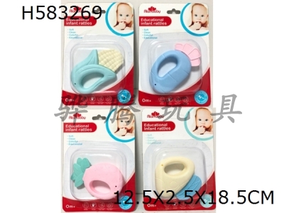 H583269 - Plain color suction plate rattle (four mixed)