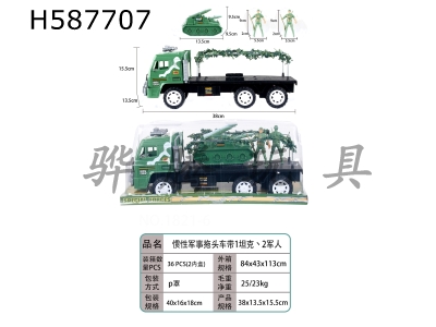 H587707 - Inertial military tractor with one tank and two soldiers