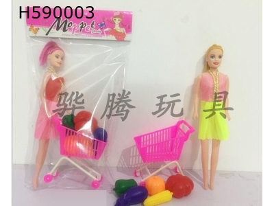 H590003 - With Barbie shopping cart with 5 vegetables