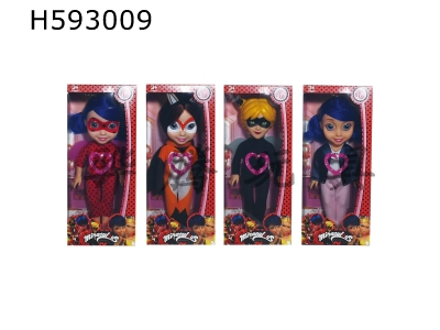 H593009 - 14 inch full-body vinyl 3D eyes Miraculous Ladybug ladybug girl with theme song music with wings 4 mixed to Pack
