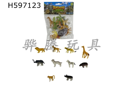 H597123 - 10 2-inch wild animals (with stones and trees)