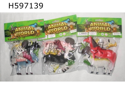 H597139 - Two 6-inch farm animals plus eight 2-inch farm animals (with stones and trees) are mi