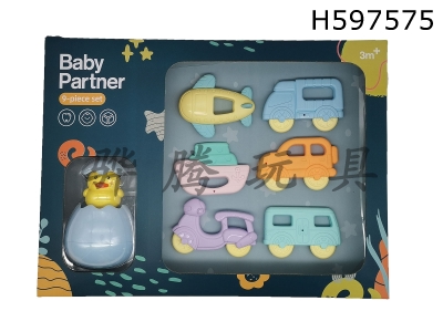 H597575 - Baby rattle display box transportation 6-piece set (macaroon)