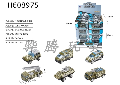H608975 - 1: 64 sliding alloy military vehicle (24PCS)