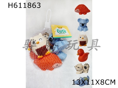 H611863 - 6 mesh bags for bathroom soft rubber animals