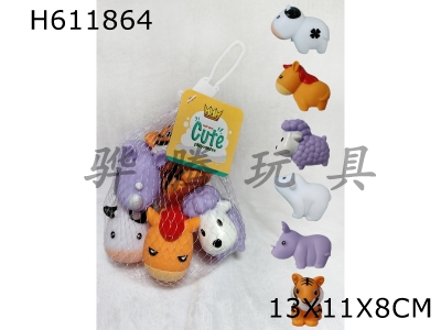 H611864 - 6 mesh bags for bathroom soft rubber animals