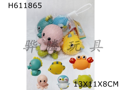 H611865 - 6 mesh bags for bathroom soft rubber animals