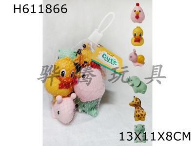 H611866 - 6 mesh bags for bathroom soft rubber animals