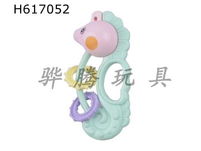 H617052 - Loose rattle soft rubber ring seahorse (macaroon color)