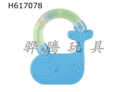 H617078 - Water-boiled rattle soft rubber whale in bulk (bright color)