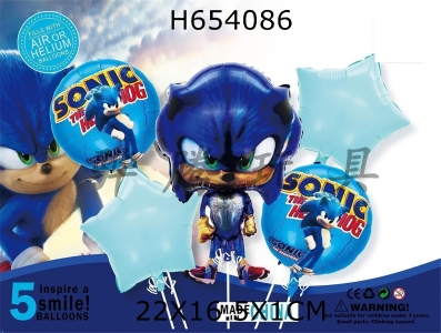 H654086 - Sonic 5pcs Party Balloon Aluminum Film Set