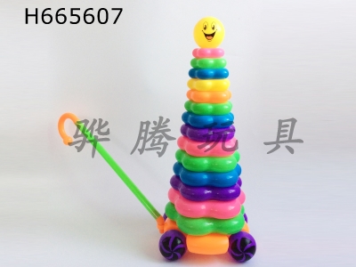 H665607 - Educational folding music 15-layer double-color smiling face trolley wheel