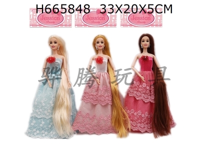 H665848 - High end 11.5-inch full body 9-joint wedding dress Barbie with earrings 3 mixed outfits