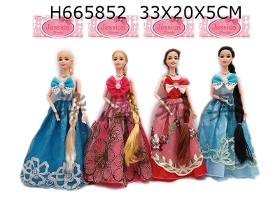 H665852 - High end 11.5-inch full body 9-joint wedding dress Barbie with earrings 4 mixed outfits