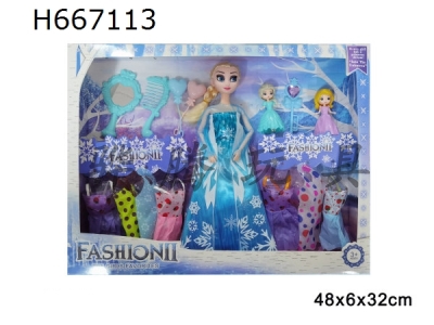 H667113 - 11 inch solid body 12 joint ice and snow princess with multiple accessories 1 model