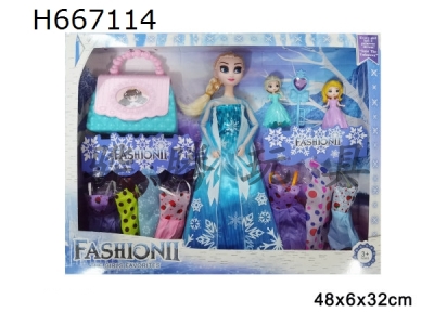 H667114 - 11 inch solid body 12 joint ice and snow princess with multiple accessories 1 model