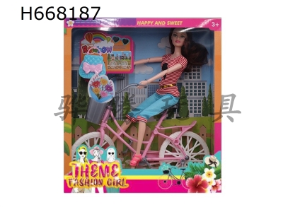 H668187 - High end 11.5-inch 11 joint body themed cycling fashion Barbie with accessories