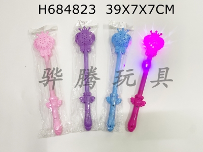 H684823 - Hollow out five pointed star love crown shining projection stick