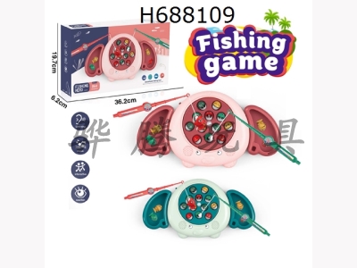 H688109 - Childrens puzzle multifunctional elephant fishing plate with double fishing rods