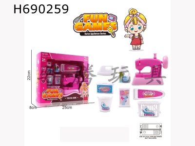 H690259 - Mini electric simulation light/wheel rotation sewing machine set (pink) 2 * AA not included