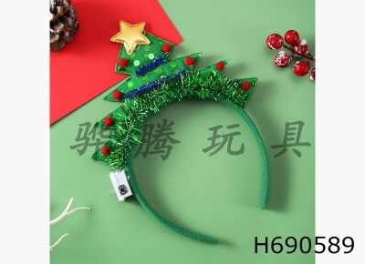 H690589 - Sequin Christmas tree hair clip headband (with lighting)
