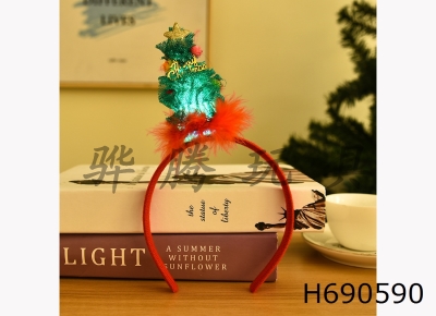 H690590 - Mesh Christmas tree hair clip headband (with lighting)