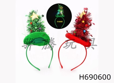 H690600 - Christmas gold velvet hat hair clip headband (with light)