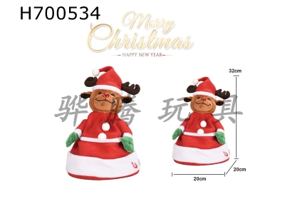 H700534 - Christmas Plush Dance Hat - Elk Style (Light/Music/Swinging Back and forth, not including 3 * AA batteries)