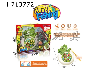 H713772 - Puzzle Cartoon Electric Triangle Dragon Dinosaur Fishing Plate Desktop Interactive Game Green