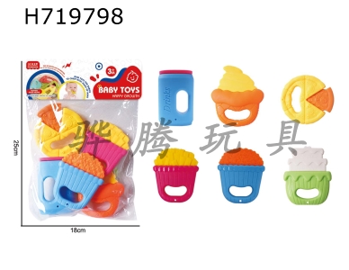 H719798 - 6-piece cartoon puzzle soothing baby gum toy set