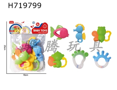 H719799 - 6-piece cartoon puzzle soothing baby gum toy set