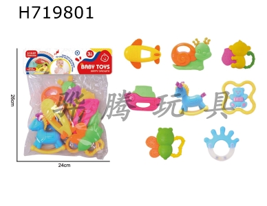 H719801 - 8-piece cartoon puzzle toy for soothing baby gums